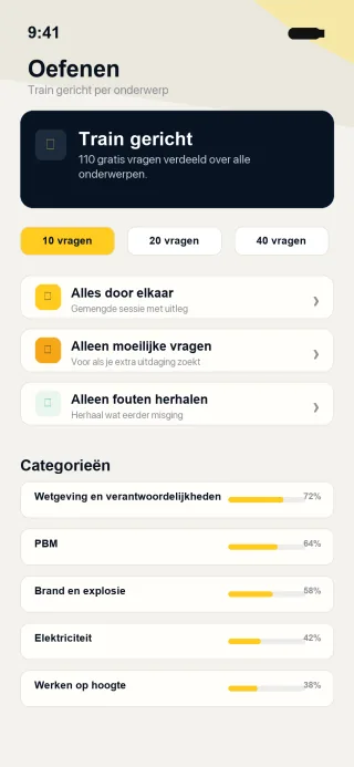 Oefenen per categorie